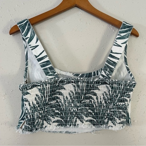 Show Me Your Mumu White Green Oasis Palm Tree Crop Top Large - Picture 5 of 8